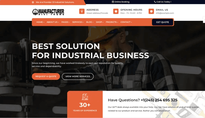 Divi Manufacturer Theme Divi Manufacturer Theme